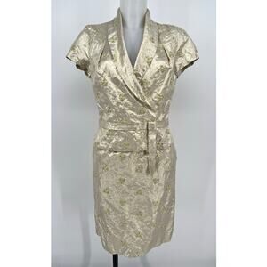 Vtg Y2K ESCADA Embroidered Skirt Suit Set Sz 36 /US S Metallic Gold Floral 2pc